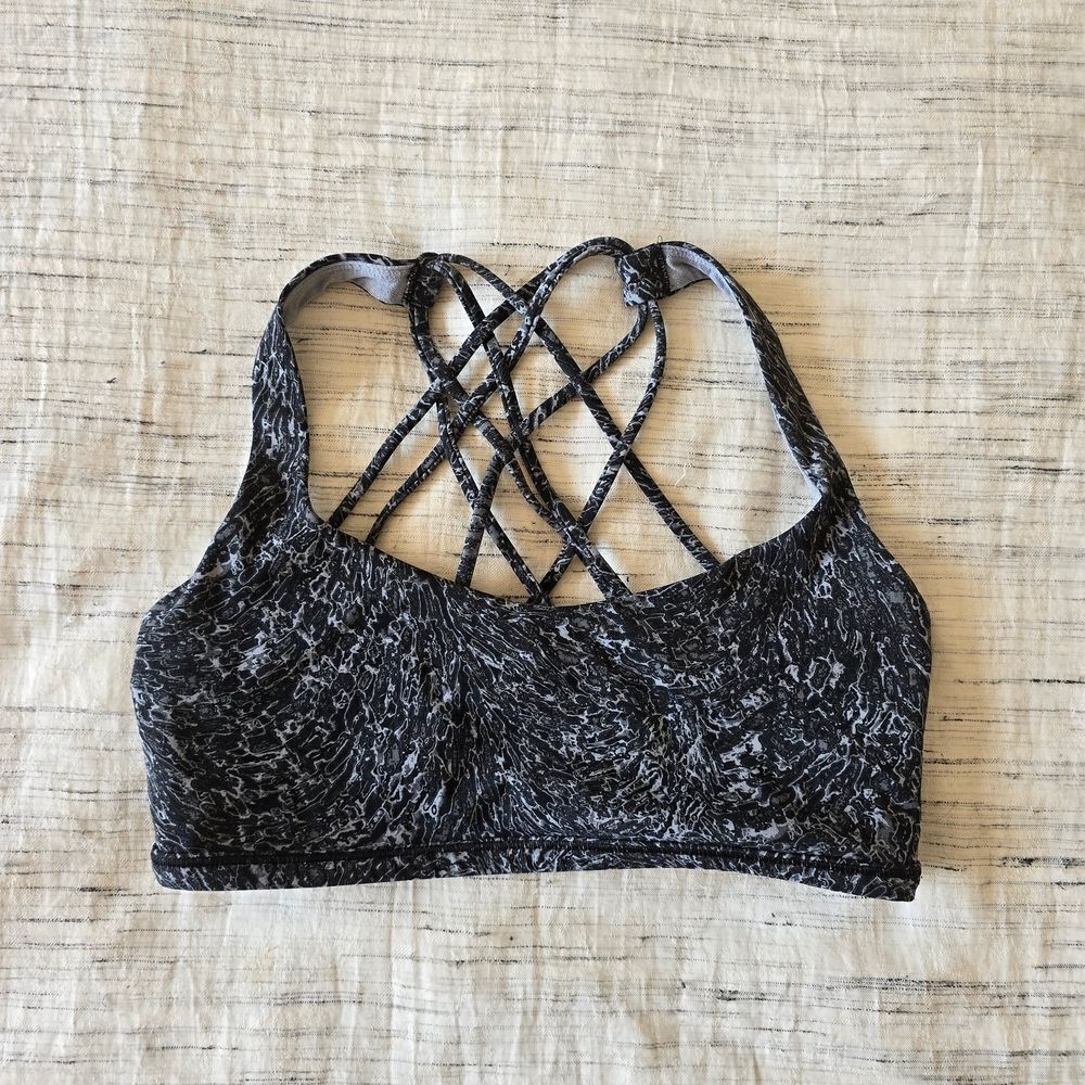 Lululemon Athletica Black and Gray Strappy Sports Bra